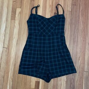 Green plaid romper! Urban outfitters